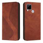 For OPPO Realme C15 Skin Feel Magnetic S-type Solid Color Horizontal Flip Leather Case with Holder & Card Slot & Wallet(Brown) - 1