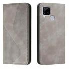 For OPPO Realme C15 Skin Feel Magnetic S-type Solid Color Horizontal Flip Leather Case with Holder & Card Slot & Wallet(Grey) - 1