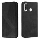 For Huawei P30 lite Skin Feel Magnetic S-type Solid Color Horizontal Flip Leather Case with Holder & Card Slot & Wallet(Black) - 1