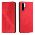For Huawei P30 Pro Skin Feel Magnetic S-type Solid Color Horizontal Flip Leather Case with Holder & Card Slot & Wallet(Red) - 1