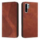 For Huawei P30 Pro Skin Feel Magnetic S-type Solid Color Horizontal Flip Leather Case with Holder & Card Slot & Wallet(Brown) - 1