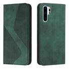 For Huawei P30 Pro Skin Feel Magnetic S-type Solid Color Horizontal Flip Leather Case with Holder & Card Slot & Wallet(Green) - 1