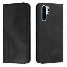 For Huawei P30 Pro Skin Feel Magnetic S-type Solid Color Horizontal Flip Leather Case with Holder & Card Slot & Wallet(Black) - 1