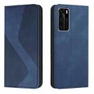For Huawei P40 Skin Feel Magnetic S-type Solid Color Horizontal Flip Leather Case with Holder & Card Slot & Wallet(Blue) - 1