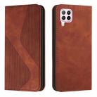 For Huawei P40 lite Skin Feel Magnetic S-type Solid Color Horizontal Flip Leather Case with Holder & Card Slot & Wallet(Brown) - 1