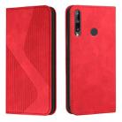 For Huawei P40 lite E Skin Feel Magnetic S-type Solid Color Horizontal Flip Leather Case with Holder & Card Slot & Wallet(Red) - 1