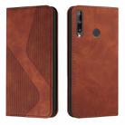 For Huawei P40 lite E Skin Feel Magnetic S-type Solid Color Horizontal Flip Leather Case with Holder & Card Slot & Wallet(Brown) - 1