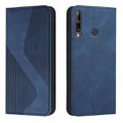 For Huawei P40 lite E Skin Feel Magnetic S-type Solid Color Horizontal Flip Leather Case with Holder & Card Slot & Wallet(Blue) - 1