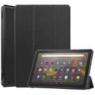 For Amazon Kindle Fire HD 10 2021 Custer Pattern Pure Color TPU Smart Tablet Holster with Sleep Function & 3-Fold Holder(Black) - 1