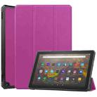For Amazon Kindle Fire HD 10 2021 Custer Pattern Pure Color TPU Smart Tablet Holster with Sleep Function & 3-Fold Holder(Purple) - 1