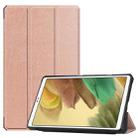 For Samsung Galaxy Tab A7 Lite T220 / T225 Custer Pattern Pure Color TPU Smart Tablet Holster with Sleep Function & 3-Fold Holder(Rose Gold) - 1