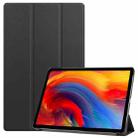 For Lenovo Pad Plus 11 2021 Custer Pattern Pure Color Horizontal Flip Leather Case with Sleep Function & Three-folding Holder(Black) - 1