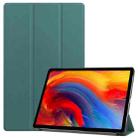 For Lenovo Pad Plus 11 2021 Custer Pattern Pure Color Horizontal Flip Leather Case with Sleep Function & Three-folding Holder(Dark Green) - 1