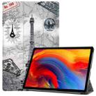 For Lenovo Pad Plus 11 2021 Colored Drawing Pattern Horizontal Flip Leather Case with Sleep Function & Three-folding Holder(Retro Tower) - 1