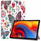 For Lenovo Pad Plus 11 2021 Colored Drawing Pattern Horizontal Flip Leather Case with Sleep Function & Three-folding Holder(Color Butterfly) - 1