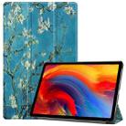 For Lenovo Pad Plus 11 2021 Colored Drawing Pattern Horizontal Flip Leather Case with Sleep Function & Three-folding Holder(Apricot Blossom) - 1