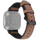 For Fitbit Versa 3 Leather + Silicone Watch Band(Brown) - 1