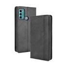 For Motorola Moto G60 / Moto G40 Fusion Magnetic Buckle Retro Crazy Horse Texture Horizontal Flip Leather Case with Holder & Card Slots & Photo Frame(Black) - 1