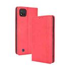 For OPPO Realme C11 2021 / Realme C20 / Realme C20a Magnetic Buckle Retro Crazy Horse Texture Horizontal Flip Leather Case with Holder & Card Slots & Photo Frame(Red) - 1