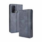 For OPPO Reno5 A Magnetic Buckle Retro Crazy Horse Texture Horizontal Flip Leather Case with Holder & Card Slots & Photo Frame(Blue) - 1