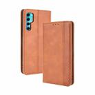 For TCL 20 Pro 5G Magnetic Buckle Retro Crazy Horse Texture Horizontal Flip Leather Case with Holder & Card Slots & Photo Frame(Brown) - 1