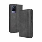For vivo V21 5G / 4G Magnetic Buckle Retro Crazy Horse Texture Horizontal Flip Leather Case with Holder & Card Slots & Photo Frame(Black) - 1