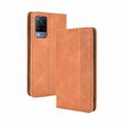 For vivo V21 5G / 4G Magnetic Buckle Retro Crazy Horse Texture Horizontal Flip Leather Case with Holder & Card Slots & Photo Frame(Brown) - 1