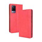 For vivo V21 5G / 4G Magnetic Buckle Retro Crazy Horse Texture Horizontal Flip Leather Case with Holder & Card Slots & Photo Frame(Red) - 1