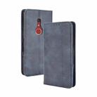 For Fujitsu Be4 Plus F-41B Magnetic Buckle Retro Crazy Horse Texture Horizontal Flip Leather Case with Holder & Card Slots & Photo Frame(Blue) - 1