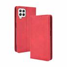 For Samsung Galaxy A22 4G Magnetic Buckle Retro Crazy Horse Texture Horizontal Flip Leather Case with Holder & Card Slots & Photo Frame(Red) - 1