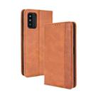 For Samsung Galaxy F52 5G Magnetic Buckle Retro Crazy Horse Texture Horizontal Flip Leather Case with Holder & Card Slots & Photo Frame(Brown) - 1