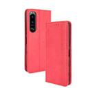 For Sony Xperia 5 III Magnetic Buckle Retro Crazy Horse Texture Horizontal Flip Leather Case with Holder & Card Slots & Photo Frame(Red) - 1