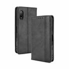 For Sony Xperia Ace II Magnetic Buckle Retro Crazy Horse Texture Horizontal Flip Leather Case with Holder & Card Slots & Photo Frame(Black) - 1