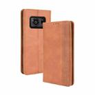 For Sharp Aquos R6 Magnetic Buckle Retro Crazy Horse Texture Horizontal Flip Leather Case with Holder & Card Slots & Photo Frame(Brown) - 1