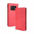 For Sharp Aquos R6 Magnetic Buckle Retro Crazy Horse Texture Horizontal Flip Leather Case with Holder & Card Slots & Photo Frame(Red) - 1