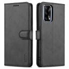 For OPPO A74 4G / F19 AZNS Skin Feel Calf Texture Horizontal Flip Leather Case with Card Slots & Holder & Wallet((Black) - 1