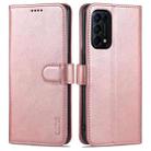 For OPPO Reno5 Pro AZNS Skin Feel Calf Texture Horizontal Flip Leather Case with Card Slots & Holder & Wallet((Rose Gold) - 1