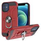 For iPhone 12 mini War-god Armor TPU + PC Shockproof  Magnetic Protective Case with Ring Holder (Red) - 1