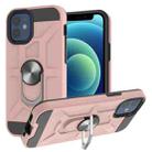 For iPhone 12 mini War-god Armor TPU + PC Shockproof  Magnetic Protective Case with Ring Holder (Rose Gold) - 1