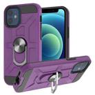 For iPhone 12 mini War-god Armor TPU + PC Shockproof  Magnetic Protective Case with Ring Holder (Purple) - 1