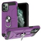 For iPhone 11 Pro War-god Armor TPU + PC Shockproof  Magnetic Protective Case with Ring Holder (Purple) - 1