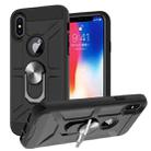 For iPhone X / XS War-god Armor TPU + PC Shockproof  Magnetic Protective Case with Ring Holder(Black) - 1
