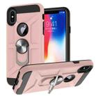 For iPhone X / XS War-god Armor TPU + PC Shockproof  Magnetic Protective Case with Ring Holder(Rose Gold) - 1