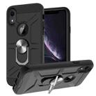 For iPhone XR War-god Armor TPU + PC Shockproof  Magnetic Protective Case with Ring Holder(Black) - 1