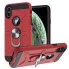 For iPhone XS Max War-god Armor TPU + PC Shockproof  Magnetic Protective Case with Ring Holder(Red) - 1