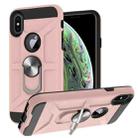 For iPhone XS Max War-god Armor TPU + PC Shockproof  Magnetic Protective Case with Ring Holder(Rose Gold) - 1