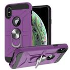 For iPhone XS Max War-god Armor TPU + PC Shockproof  Magnetic Protective Case with Ring Holder(Purple) - 1