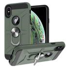 For iPhone XS Max War-god Armor TPU + PC Shockproof  Magnetic Protective Case with Ring Holder(Deep Green) - 1