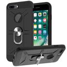 War-god Armor TPU + PC Shockproof  Magnetic Protective Case with Ring Holder For iPhone 8 Plus / 7 Plus(Black) - 1