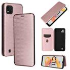 For OPPO Realme C20 Carbon Fiber Texture Horizontal Flip TPU + PC + PU Leather Case with Card Slot(Pink) - 1